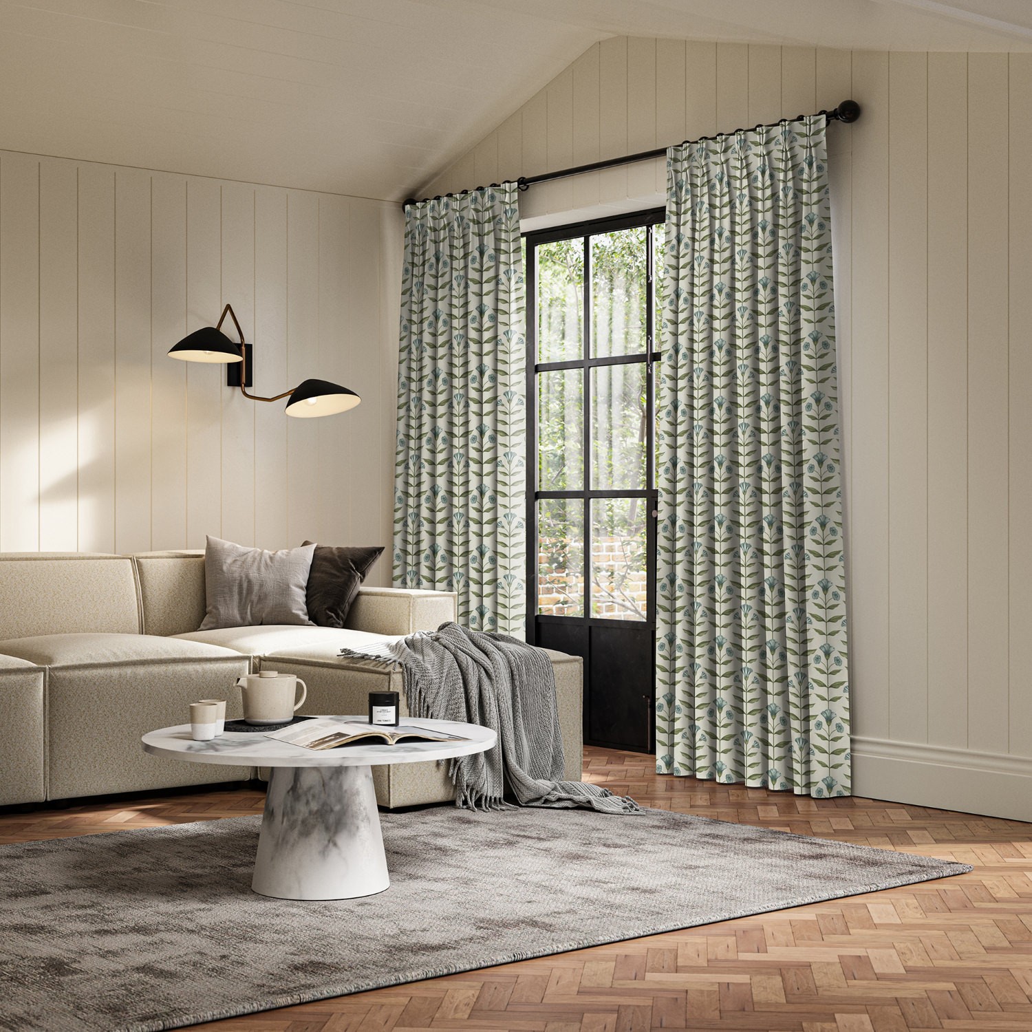 ellianna teal printed curtain