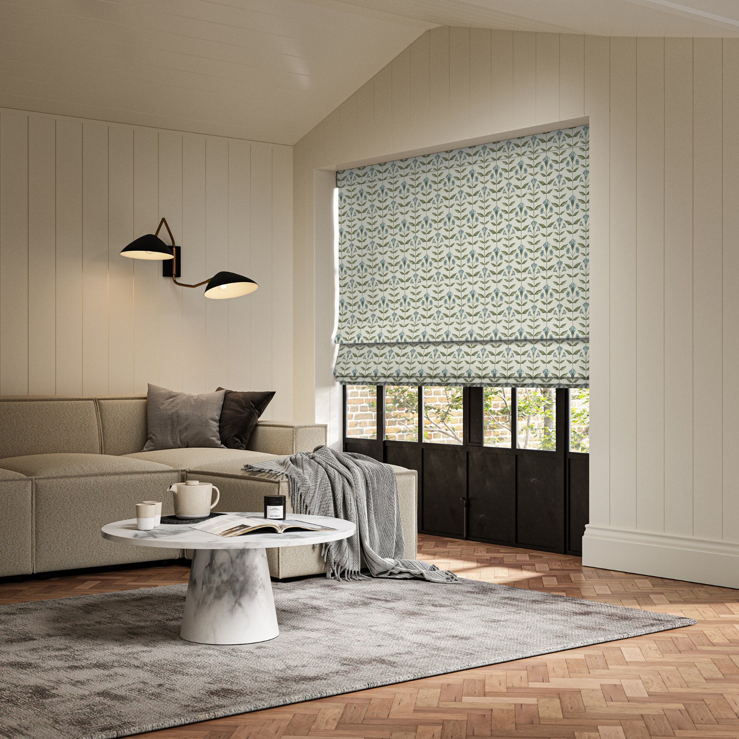 ellianna teal printed roman blind