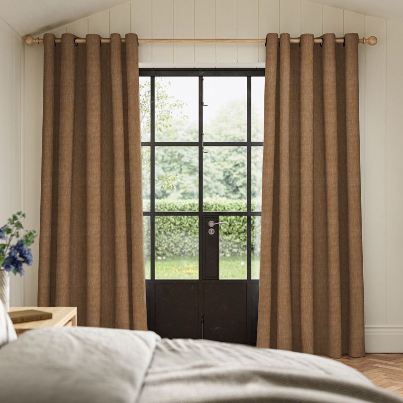 Emmy Copper Plain Curtain in a warm, muted copper fabric with a contemporary glow.