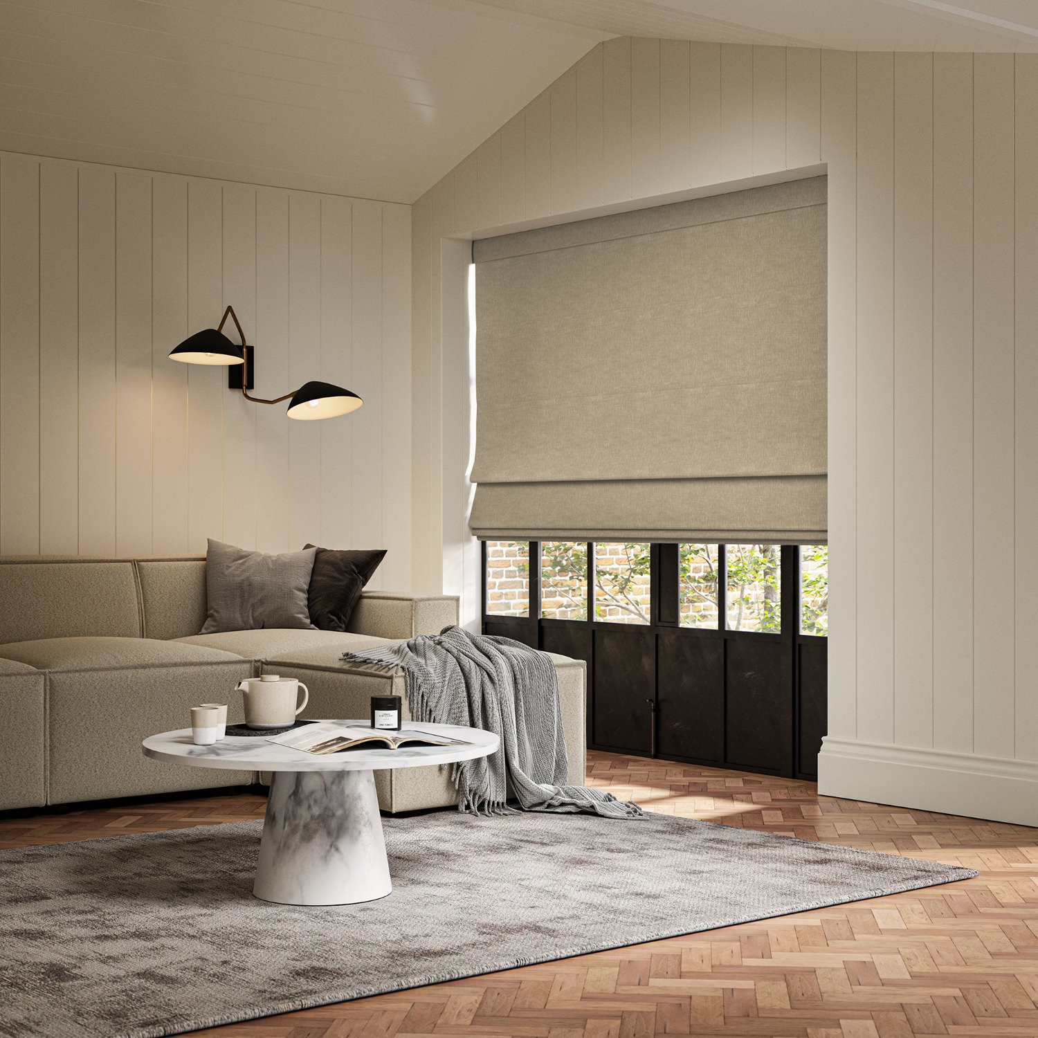 emmy fawn plain roman blind