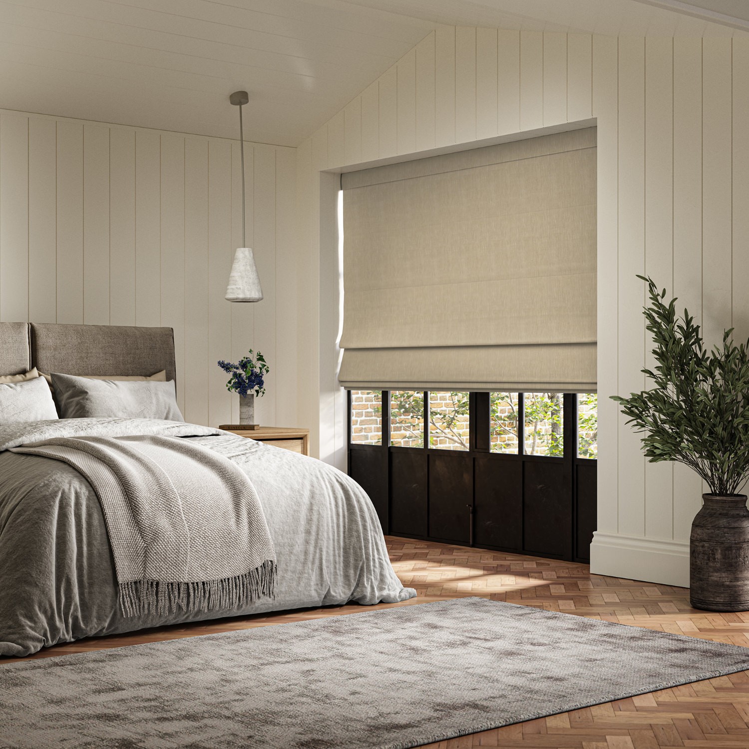 emmy flax plain roman blind