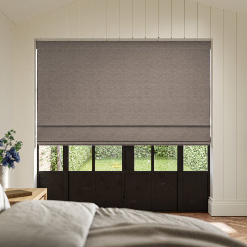 Ernest Bronze Plain Roman Blind, a plain fabric in a rich, warm bronze with a subtle lustre