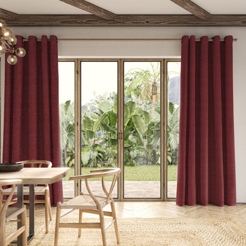 Ernest Cherry Plain Curtain in a deep and confident vibrant red plain fabric.