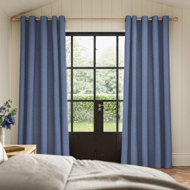 Ernest Denim Plain Curtain, a versatile and relaxed muted blue plain fabric.