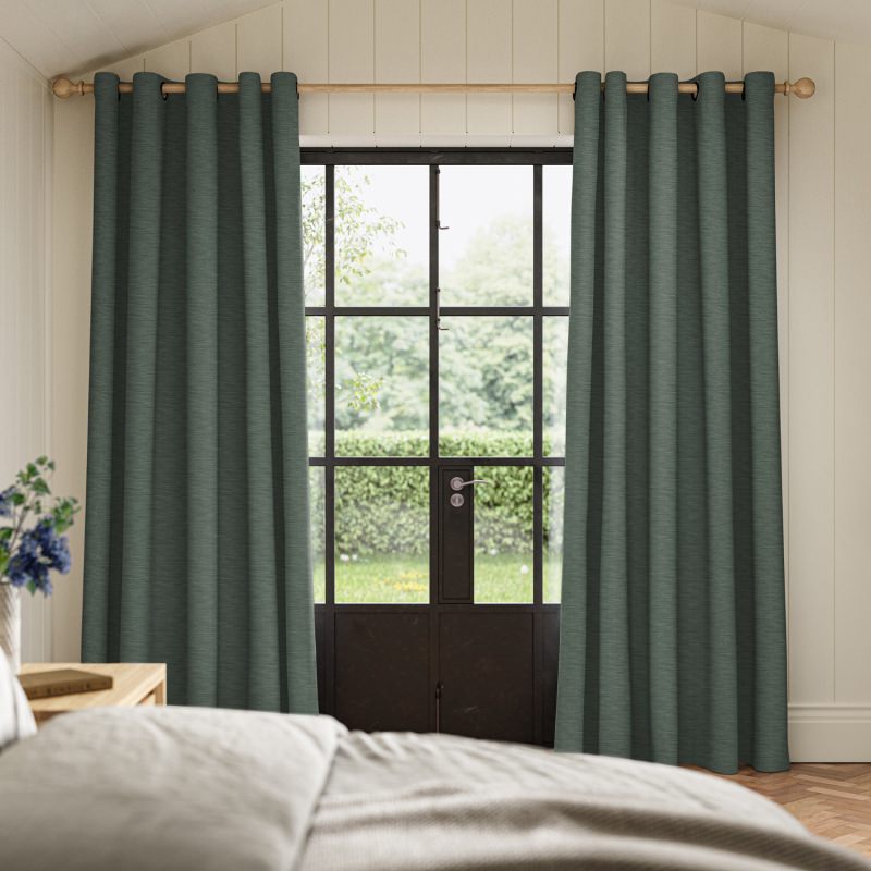 Ernest Jade Plain Curtain showcasing a rich, jewel-toned jade green plain fabric.
