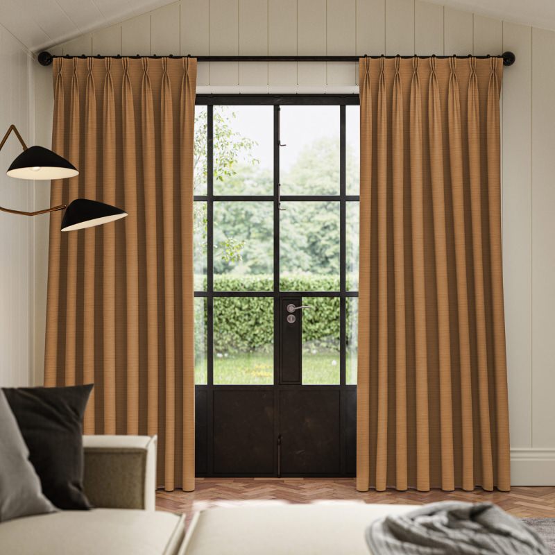 Ernest Ochre Plain Curtain in a warm, earthy, and golden yellow plain fabric.