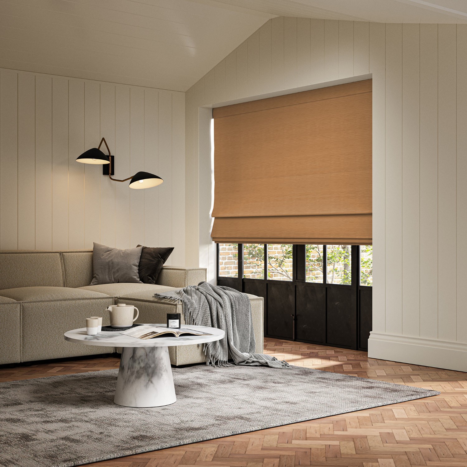 ernest ochre plain roman blind