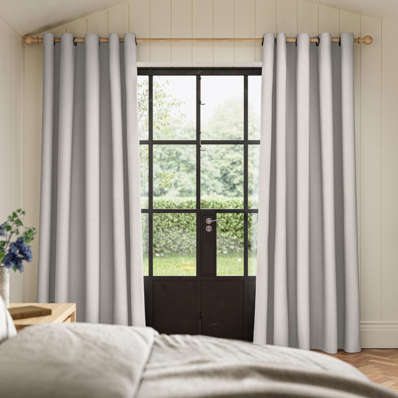 Ernest Oyster Plain Curtain, a sophisticated and soft off-white fabric with a beautiful drape.