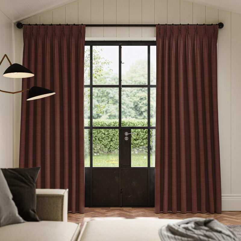 Ernest Saffron Plain Curtain in a deep, spicy golden-orange plain fabric.