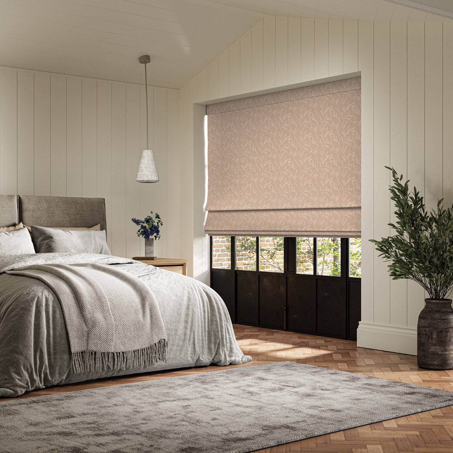 floyd linen embroidered roman blind