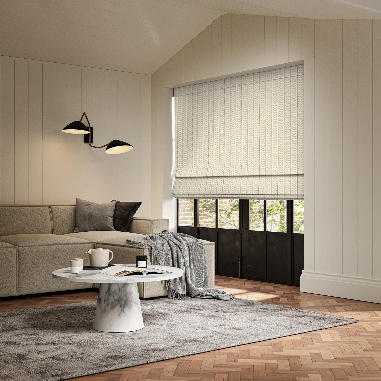 huda jute printed roman blind