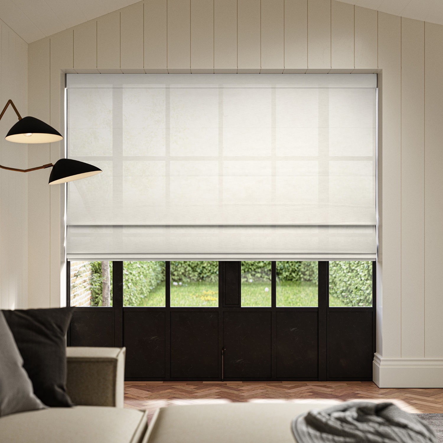 inish silver sheer roman blind