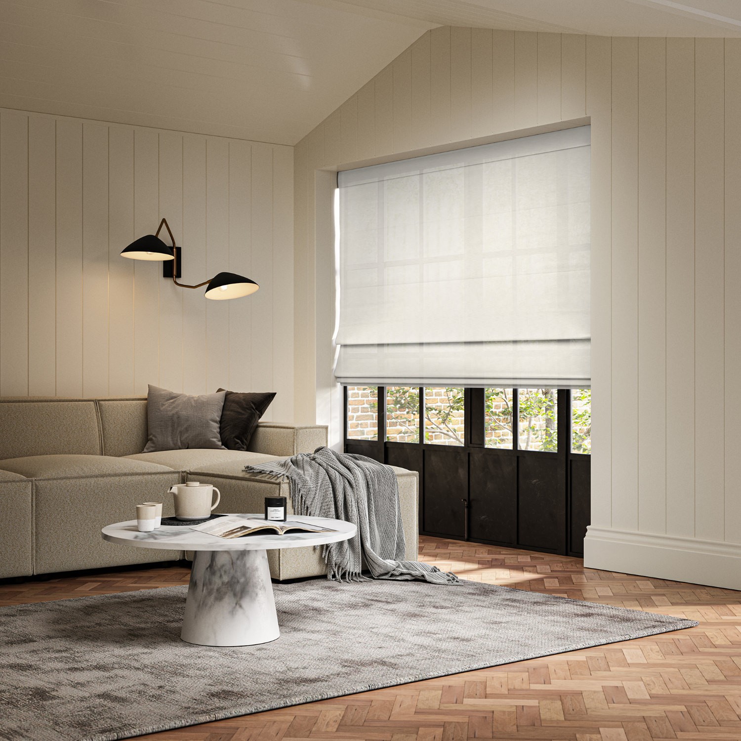 inish silver sheer roman blind