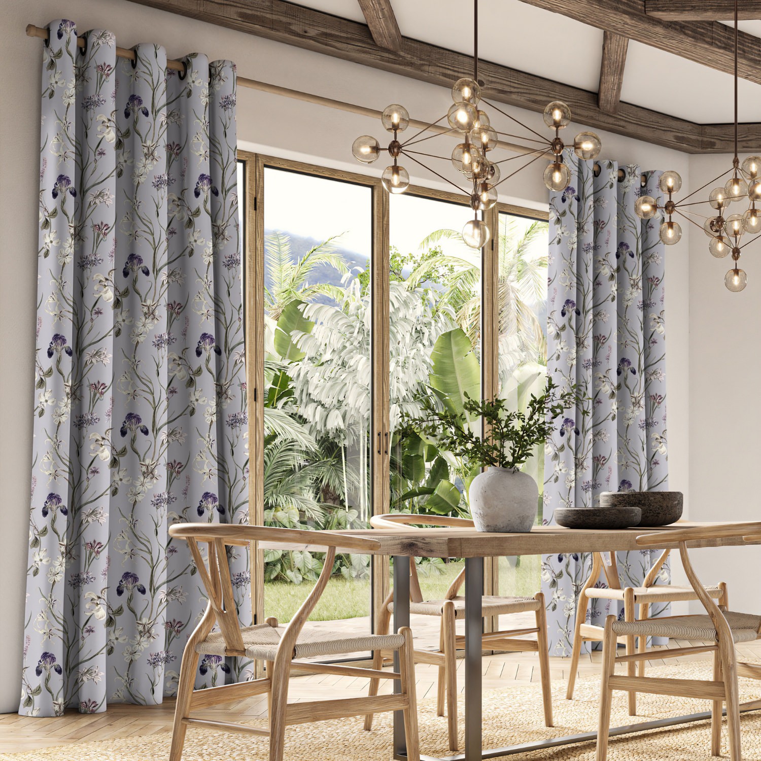 iris lavender printed curtain