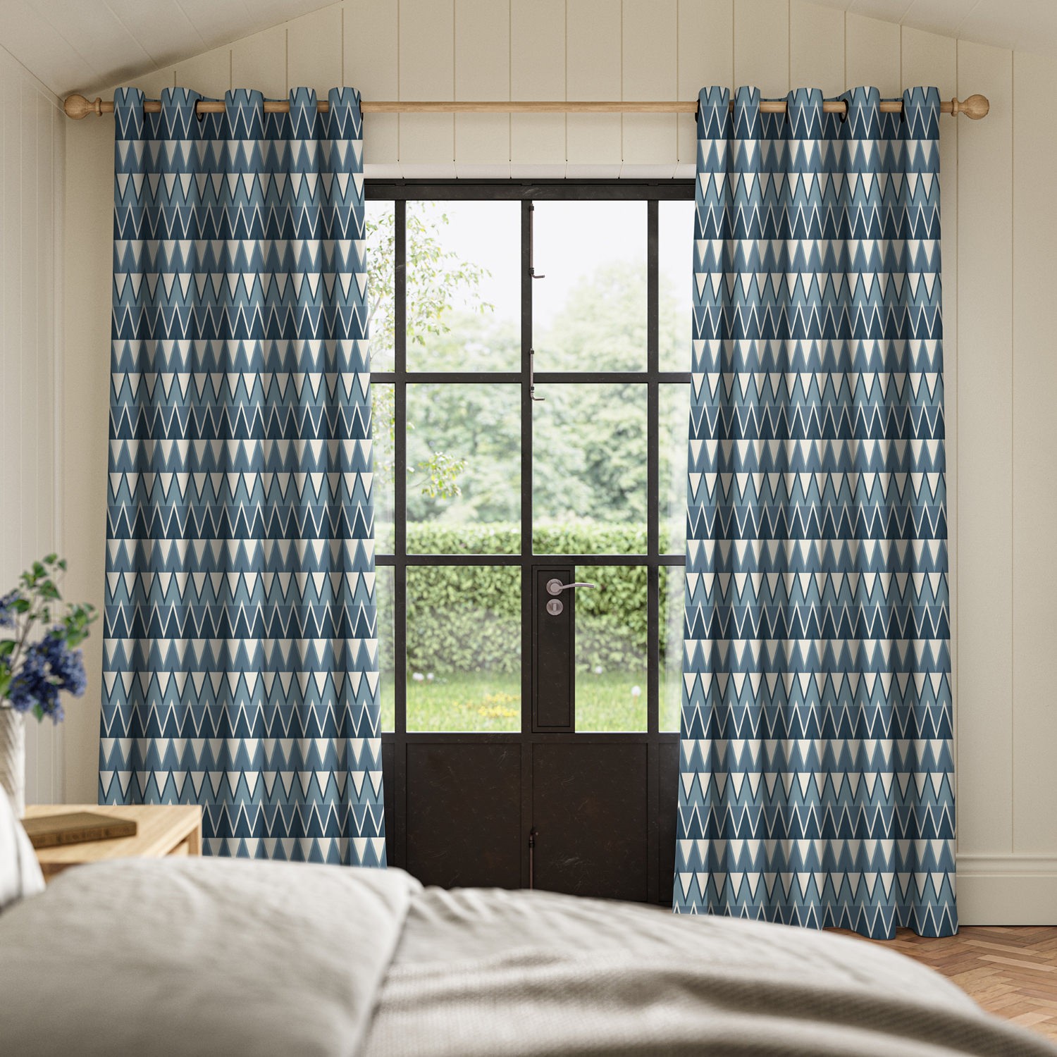 jaden indigo printed curtain