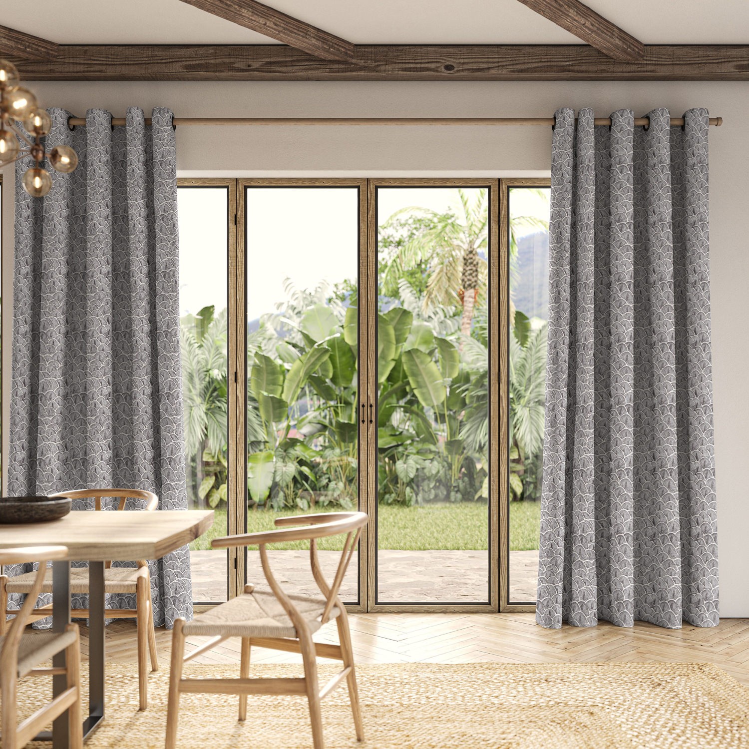jodie grey jacquard curtain