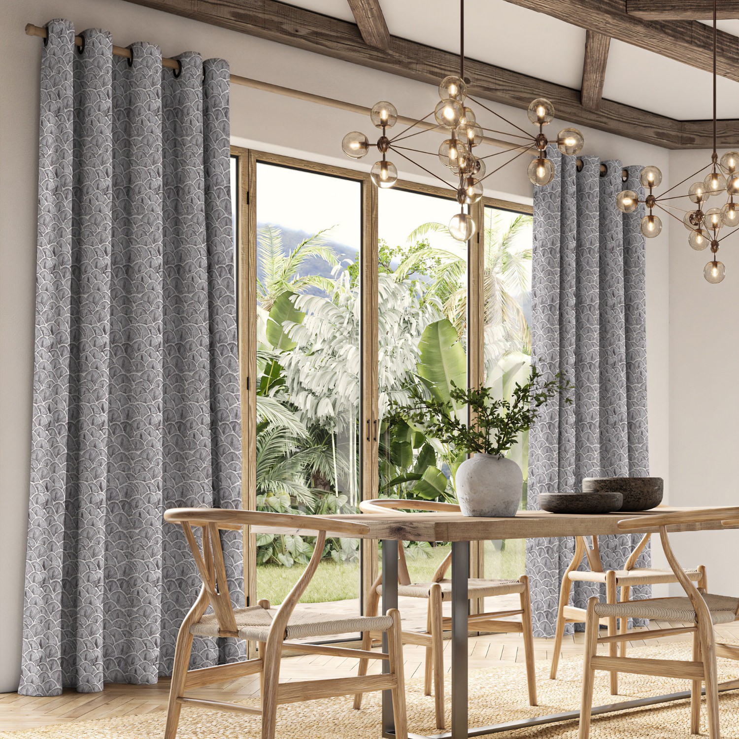 jodie grey jacquard curtain