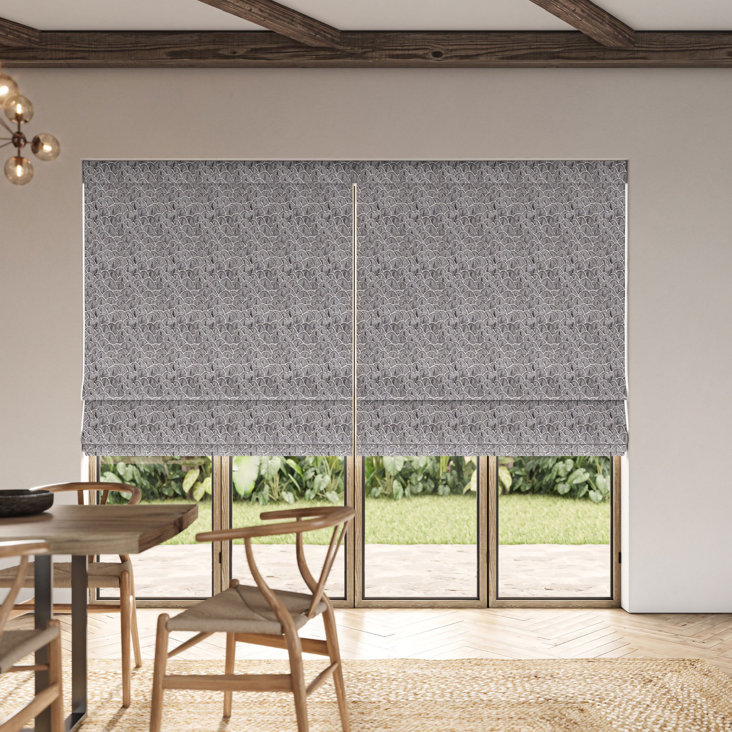 jodie grey jacquard roman blind