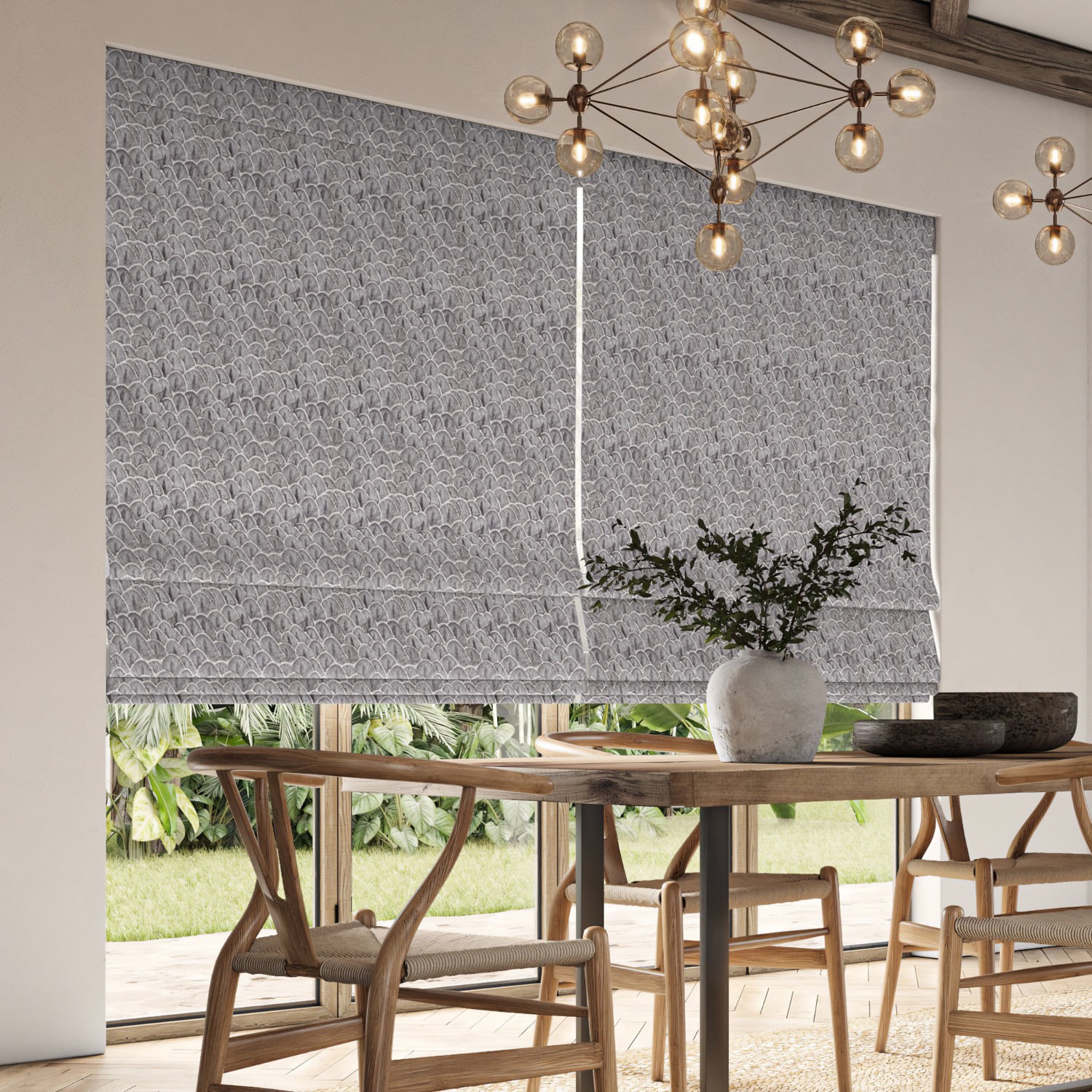 jodie grey jacquard roman blind
