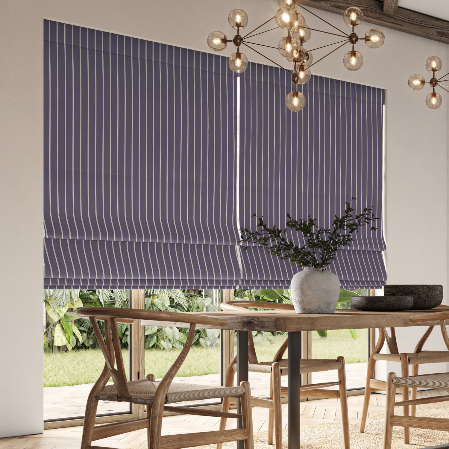 karlie mulberry printed roman blind