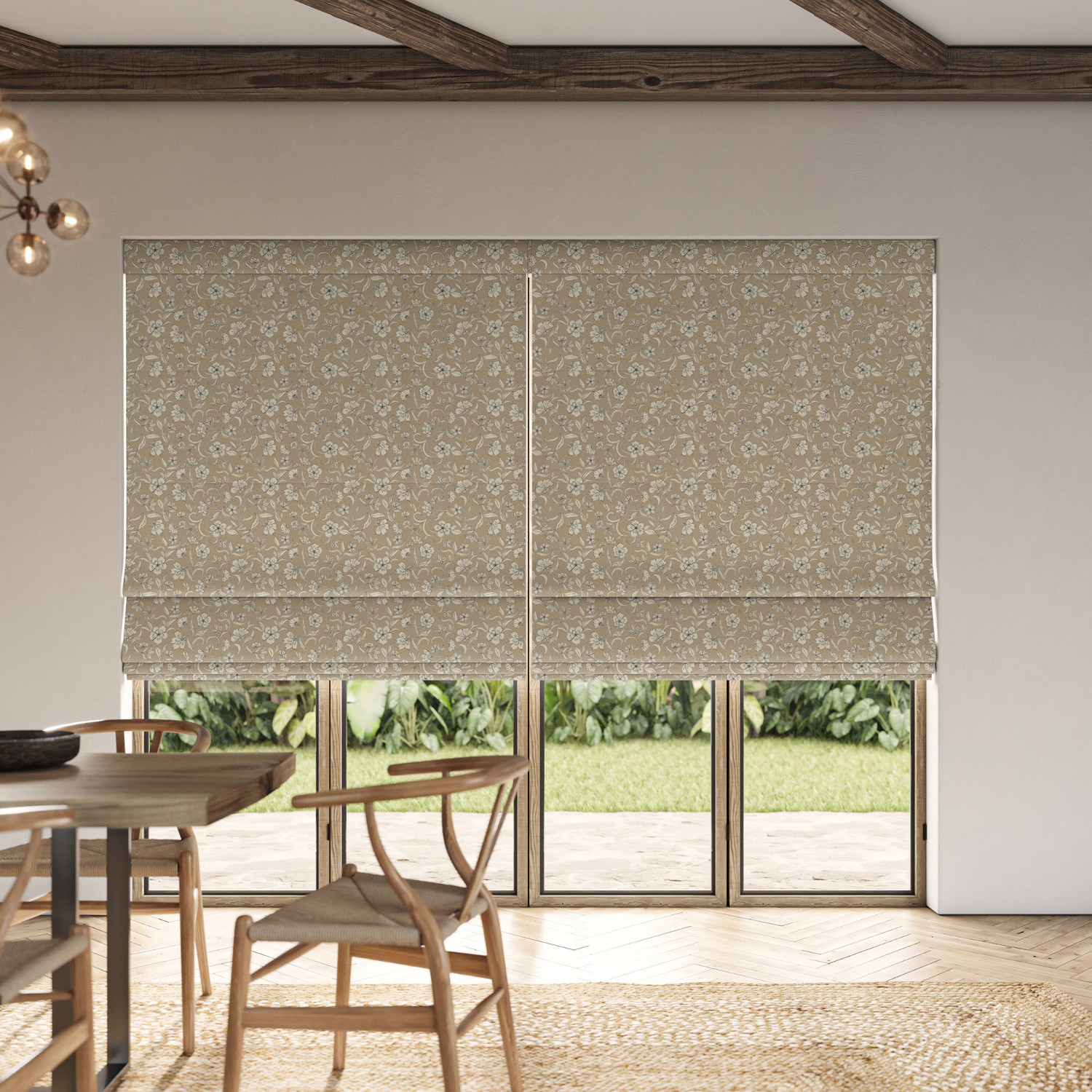 lera biscotti printed roman blind