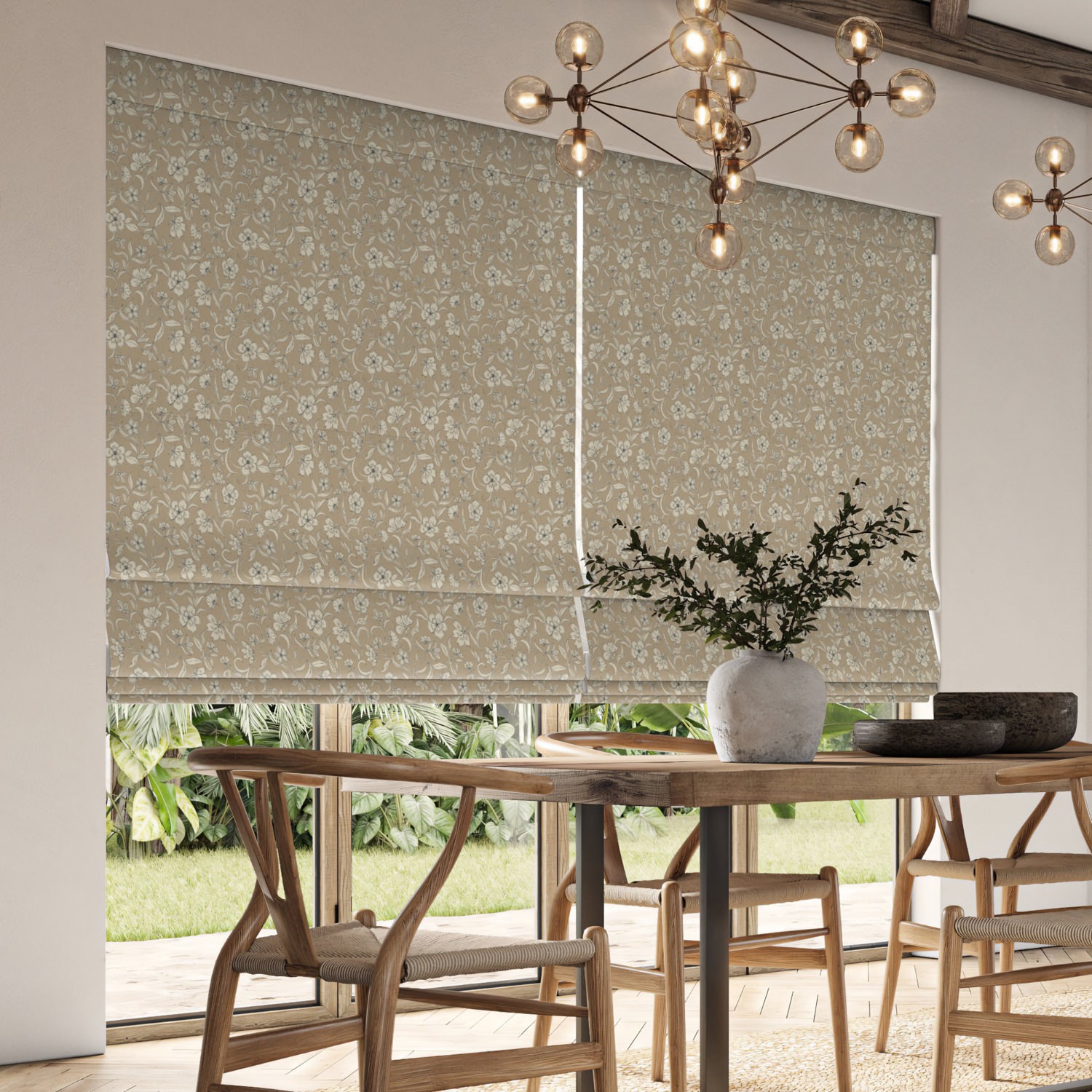lera biscotti printed roman blind