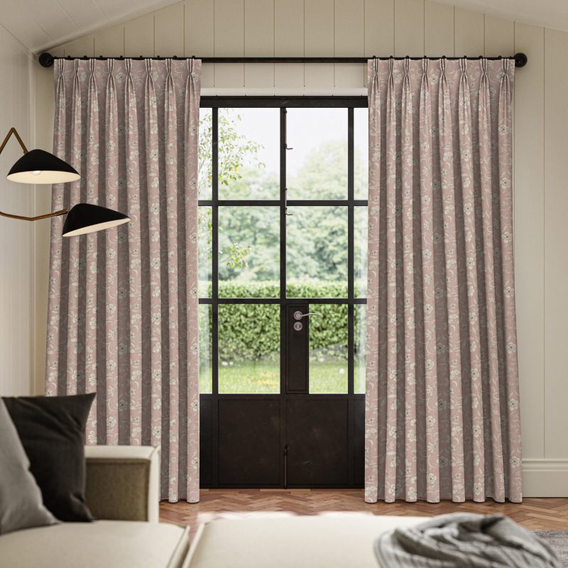 Lera Carnation Printed Curtain with a soft, watercolour-style print in beautiful carnation pinks.