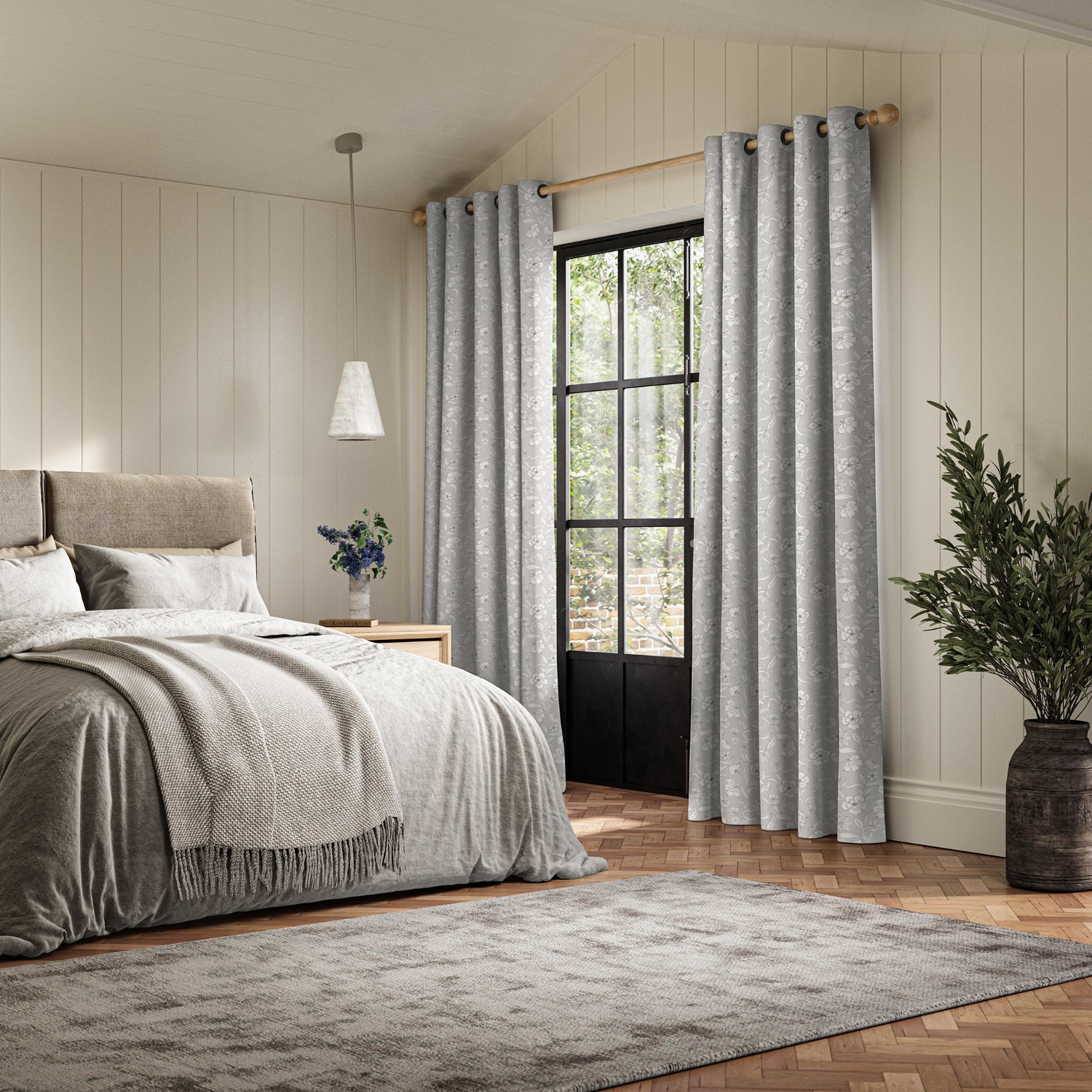 lera grey printed curtain