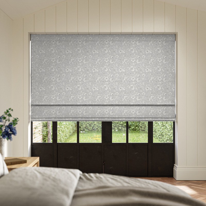 Lera Grey Printed Roman Blind with a stunning abstract pattern in a palette of contemporary greys