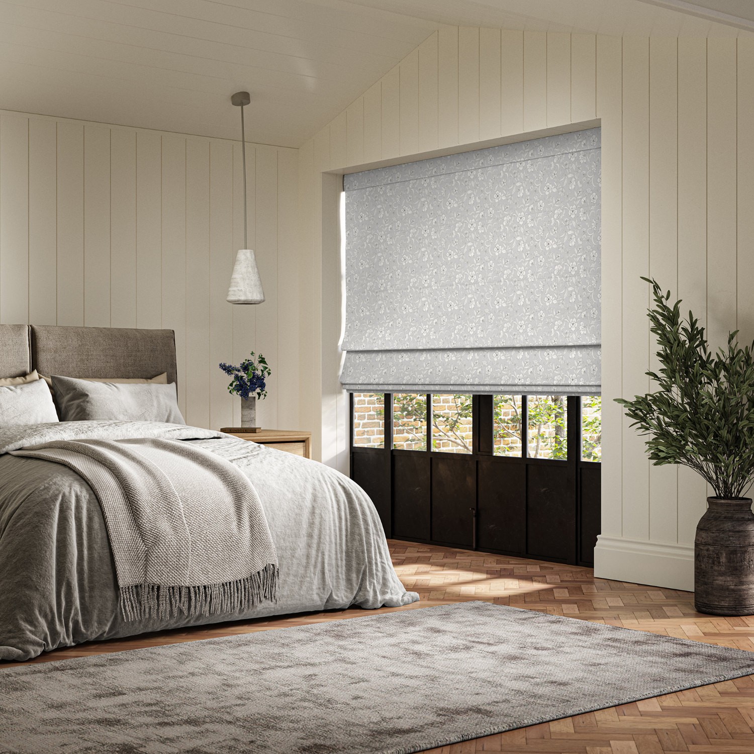 lera grey printed roman blind