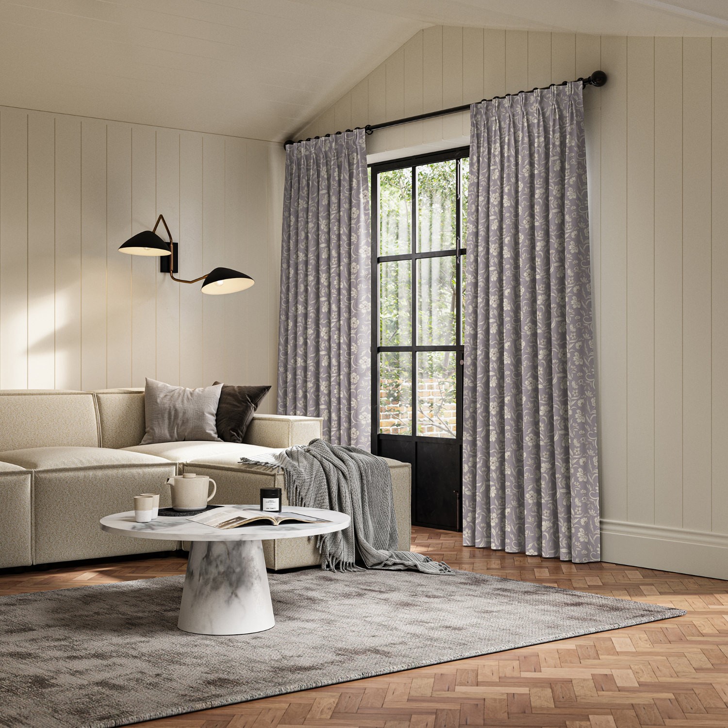 lera violet printed curtain