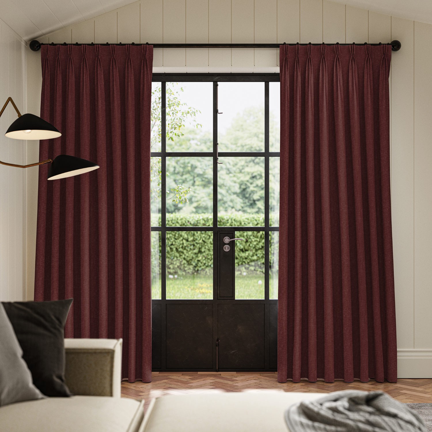 lou cranberry plain curtain