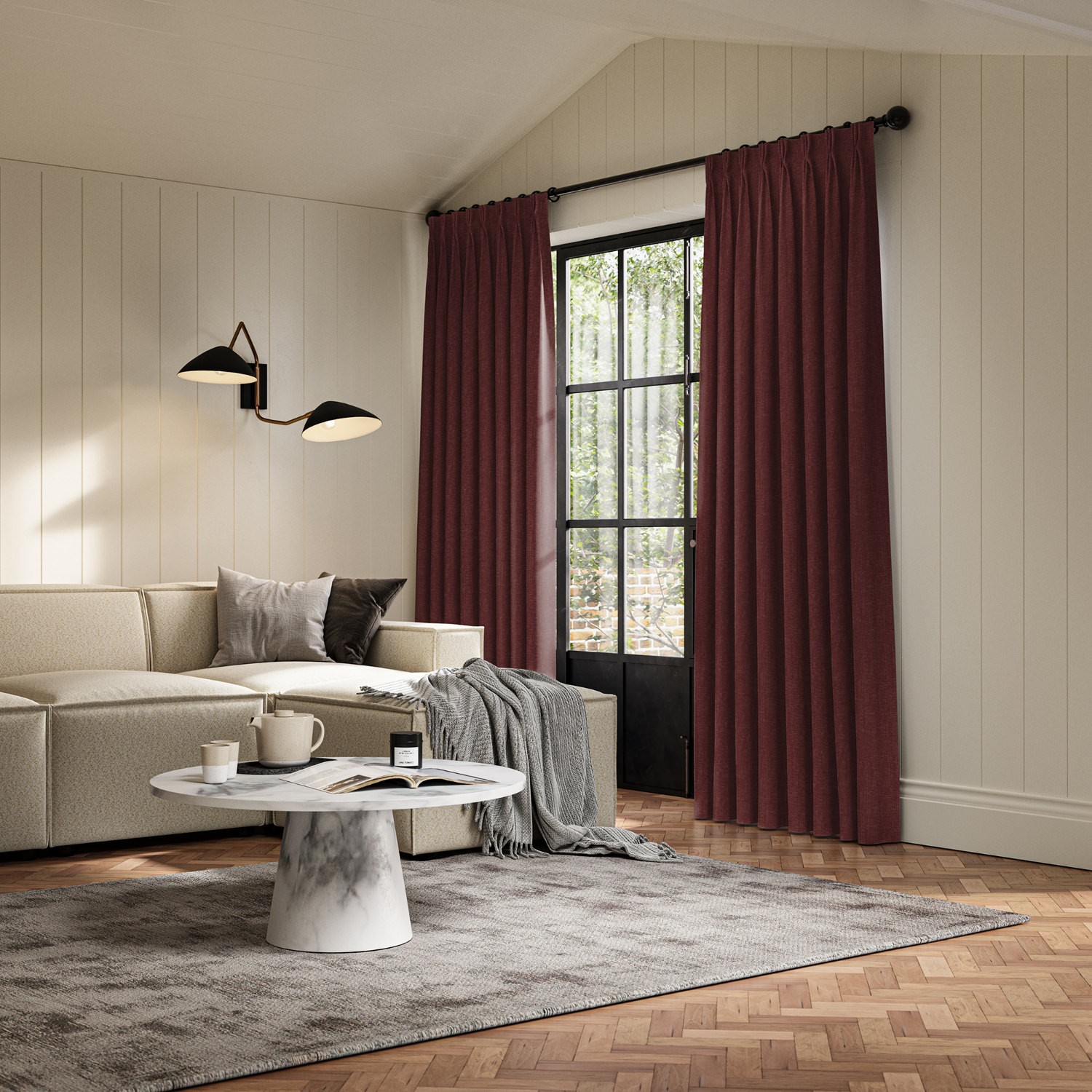 lou cranberry plain curtain