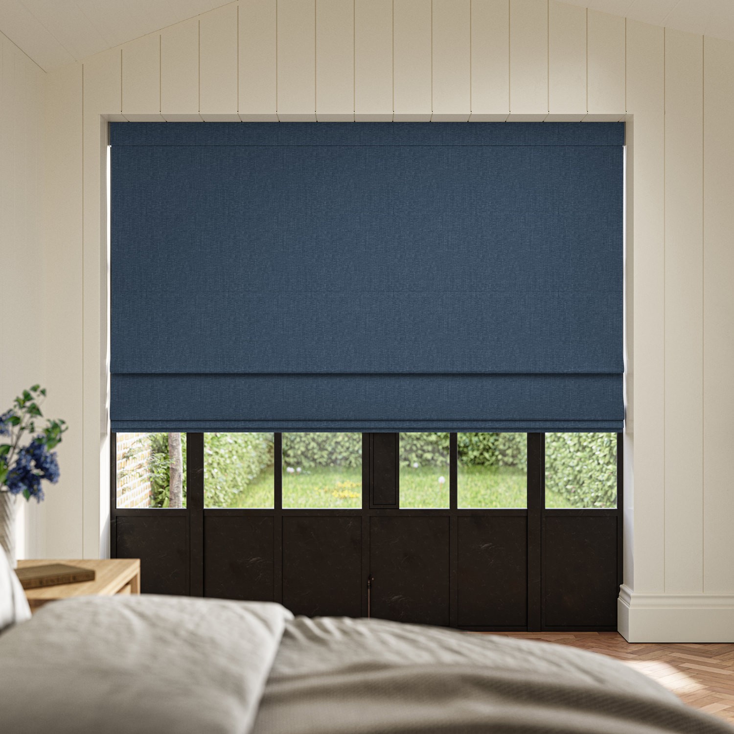 lou denim plain roman blind