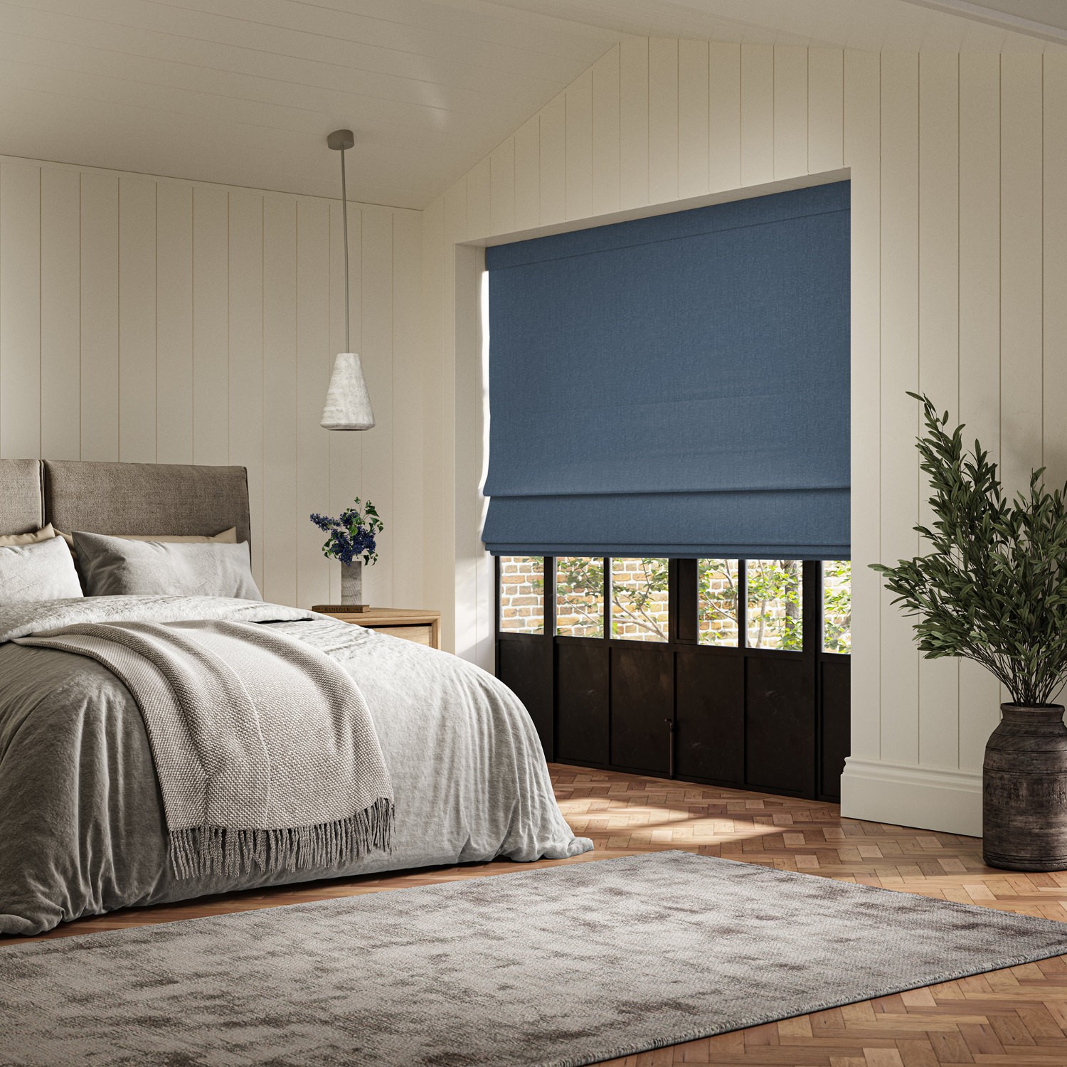 lou denim plain roman blind