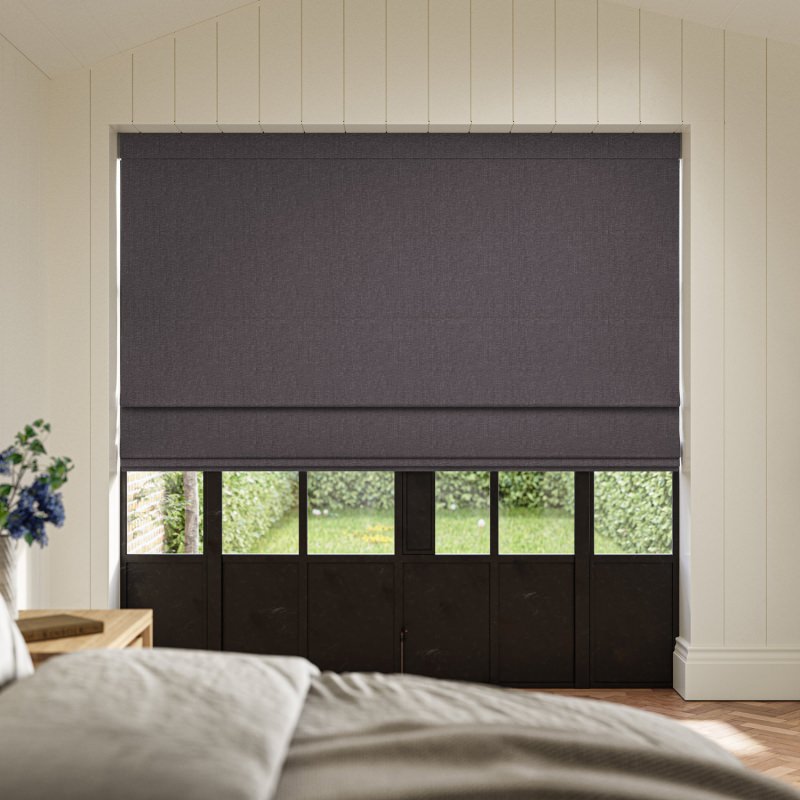 Lou Flint Plain Roman Blind, a chic and cool mid-toned grey plain fabric
