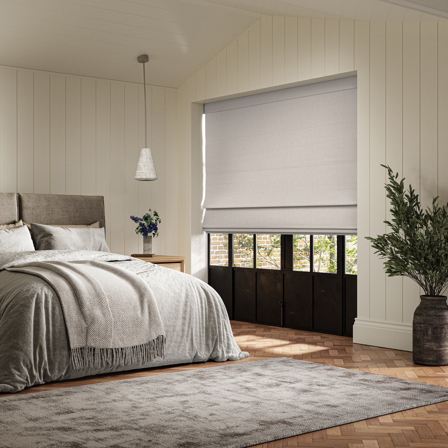 lou mauve plain roman blind