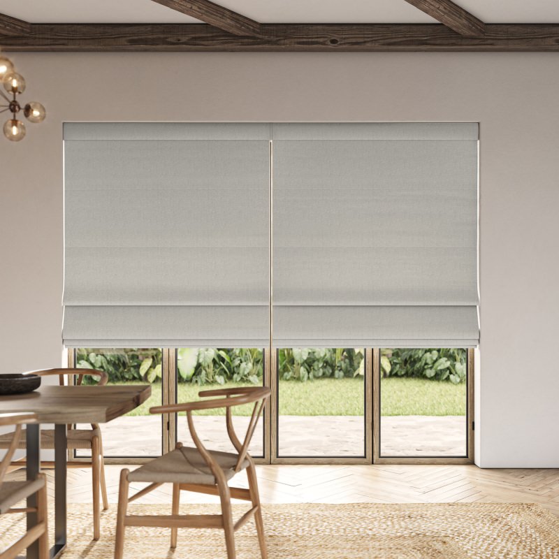 Lou Oyster Plain Roman Blind, a classic and bright soft off-white fabric with warm undertones
