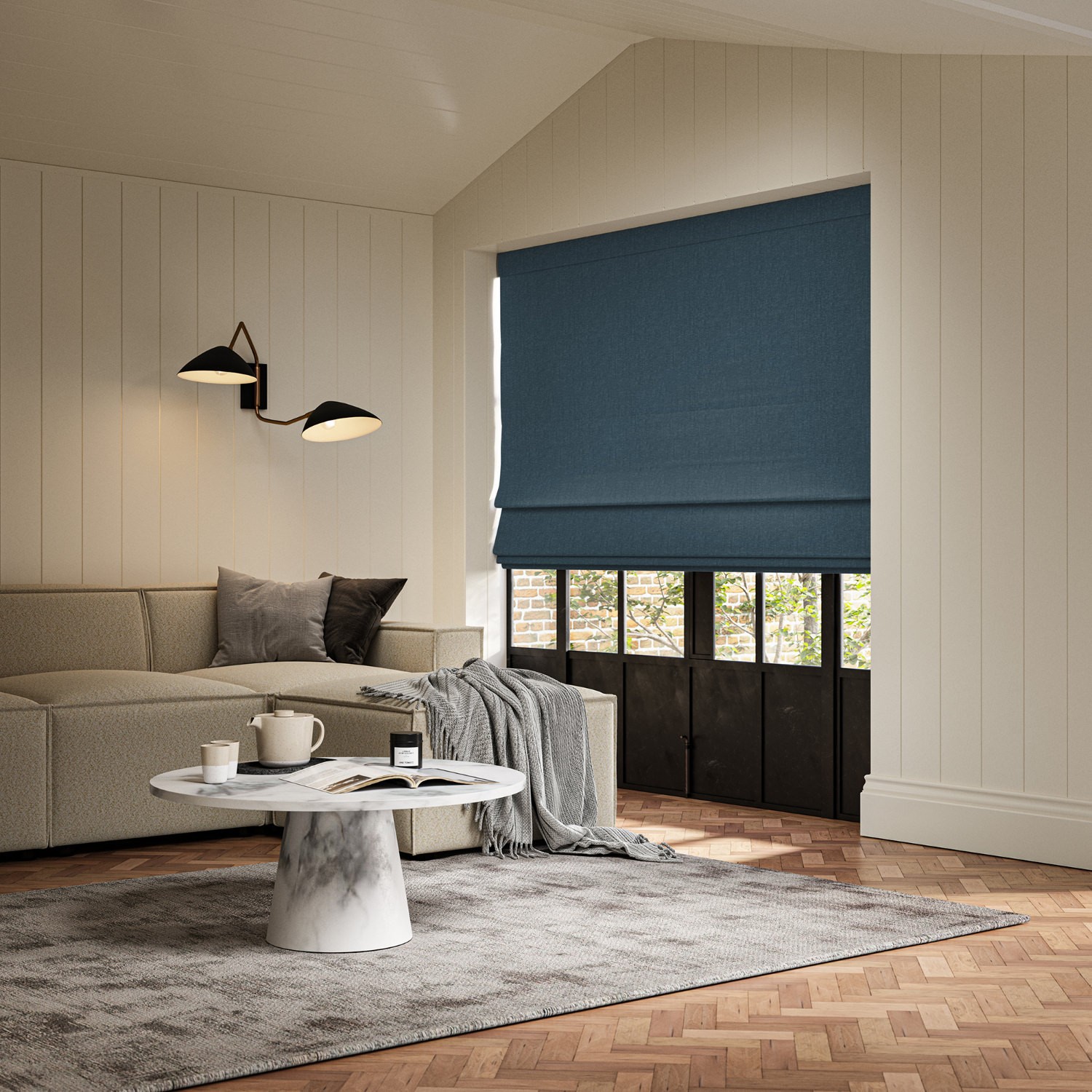 lou peacock plain roman blind