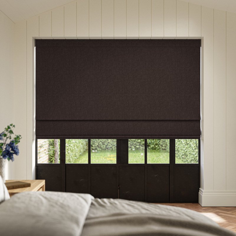Lou Praline Plain Roman Blind in a comforting, soft, and nutty beige plain fabric