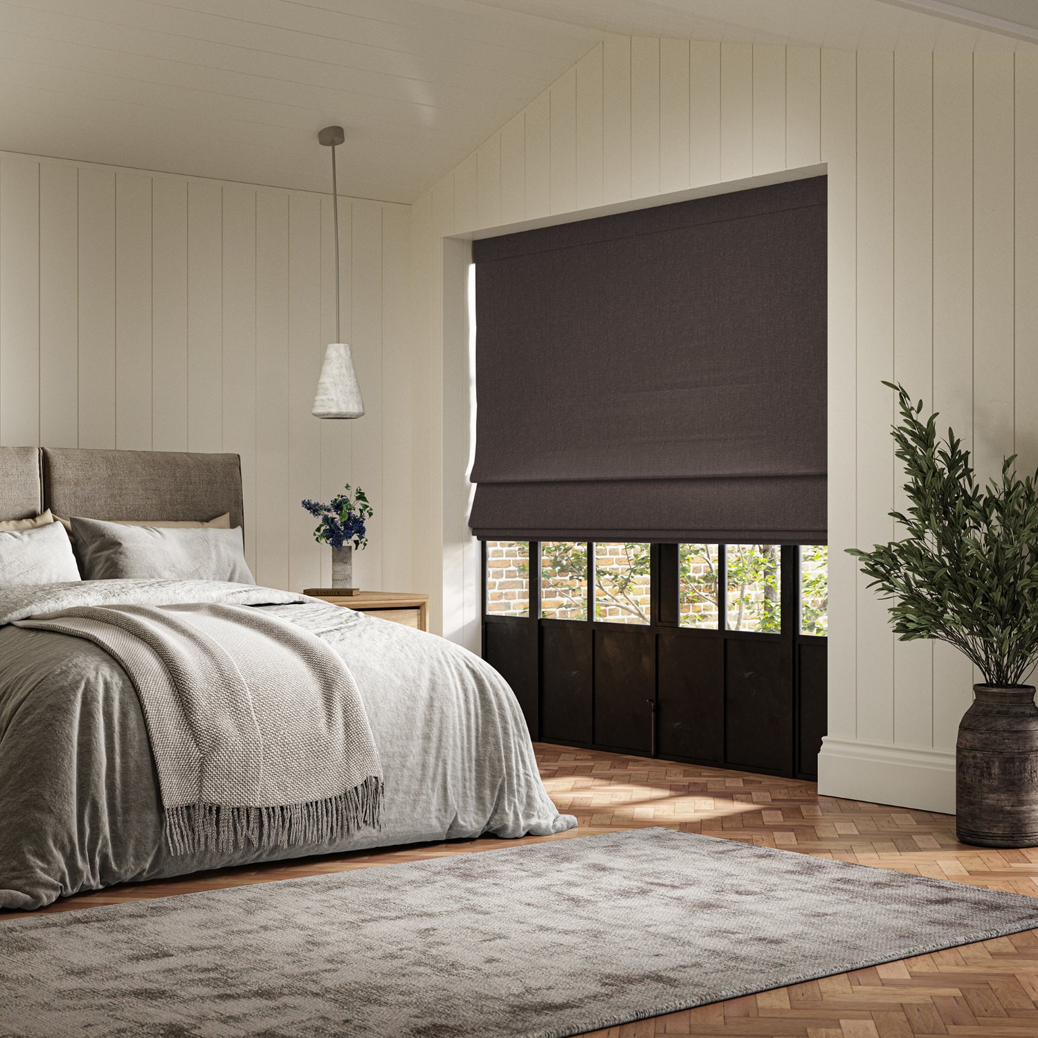 lou praline plain roman blind