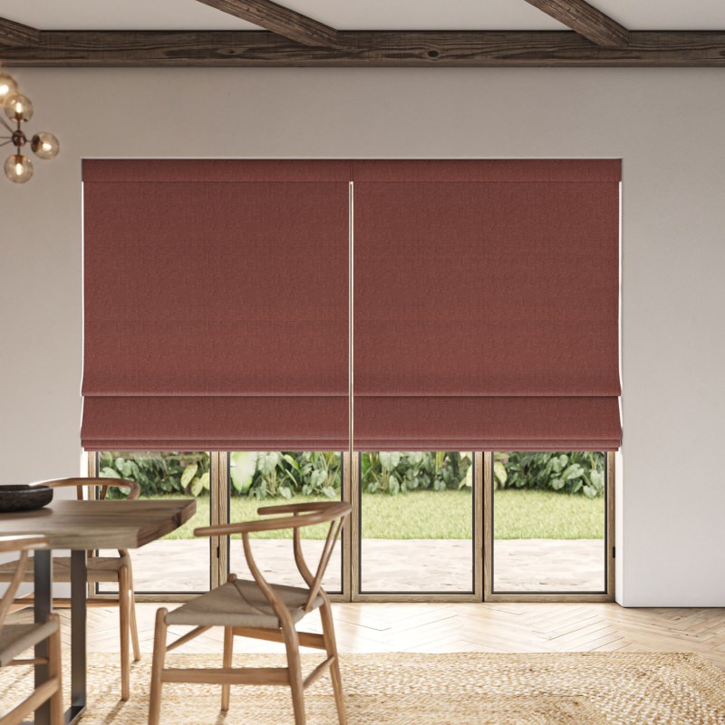 Lou Rouge Plain Roman Blind, a timeless and confident vibrant red fabric