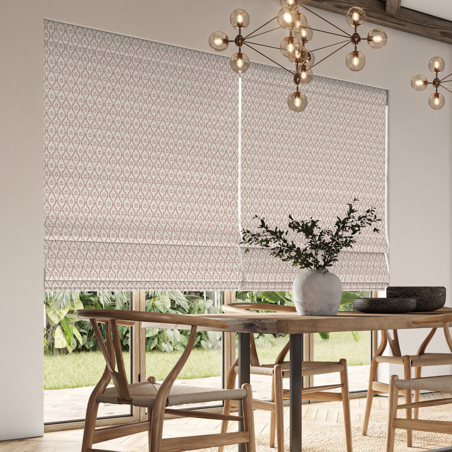 margie scarlet printed roman blind