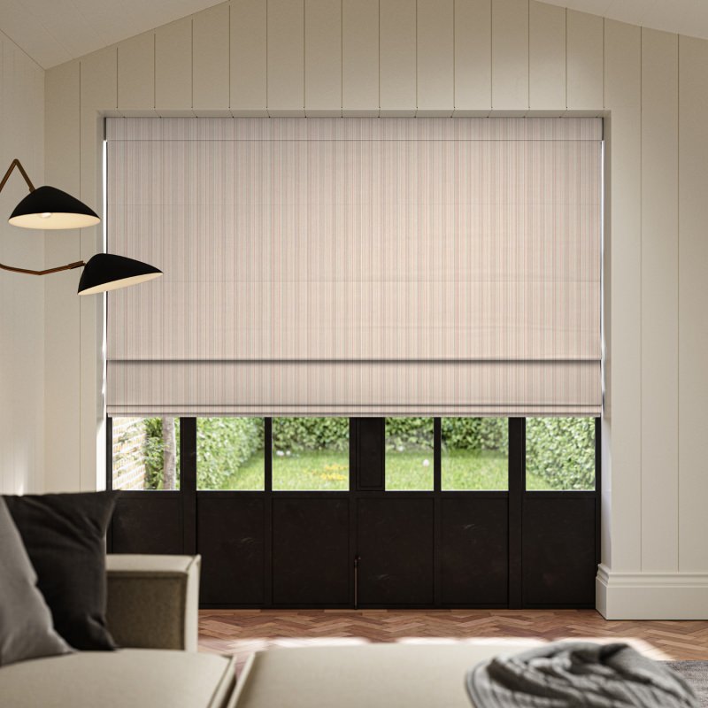 Mazeau Rosewood Woven Roman Blind in a deep, warm reddish-brown with a sophisticated weave