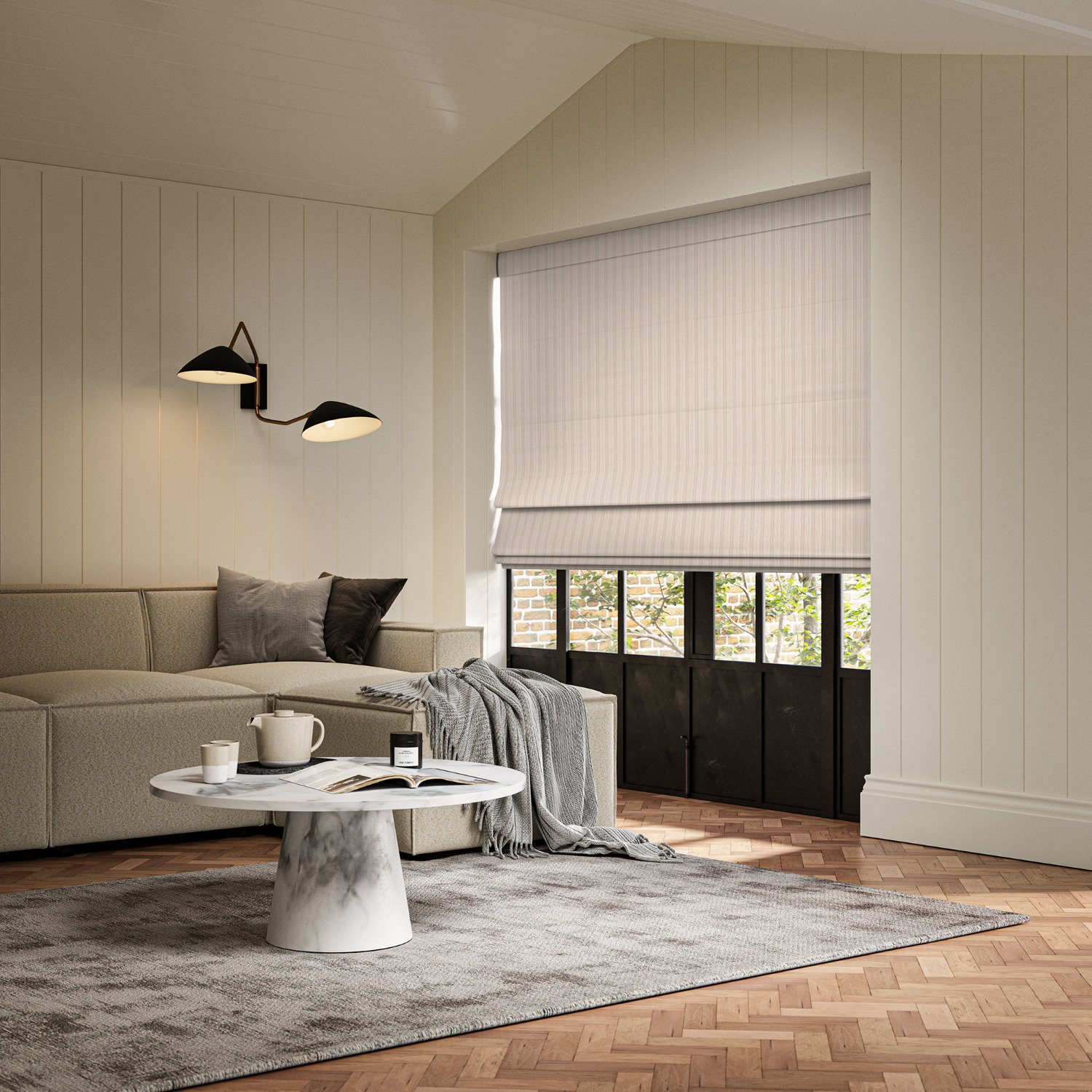 mazeau rosewood woven roman blind