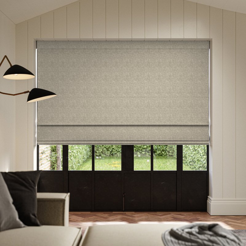 Mellis Coffee Printed Roman Blind with a delightful, nature-inspired pattern in rich, coffee-brown tones
