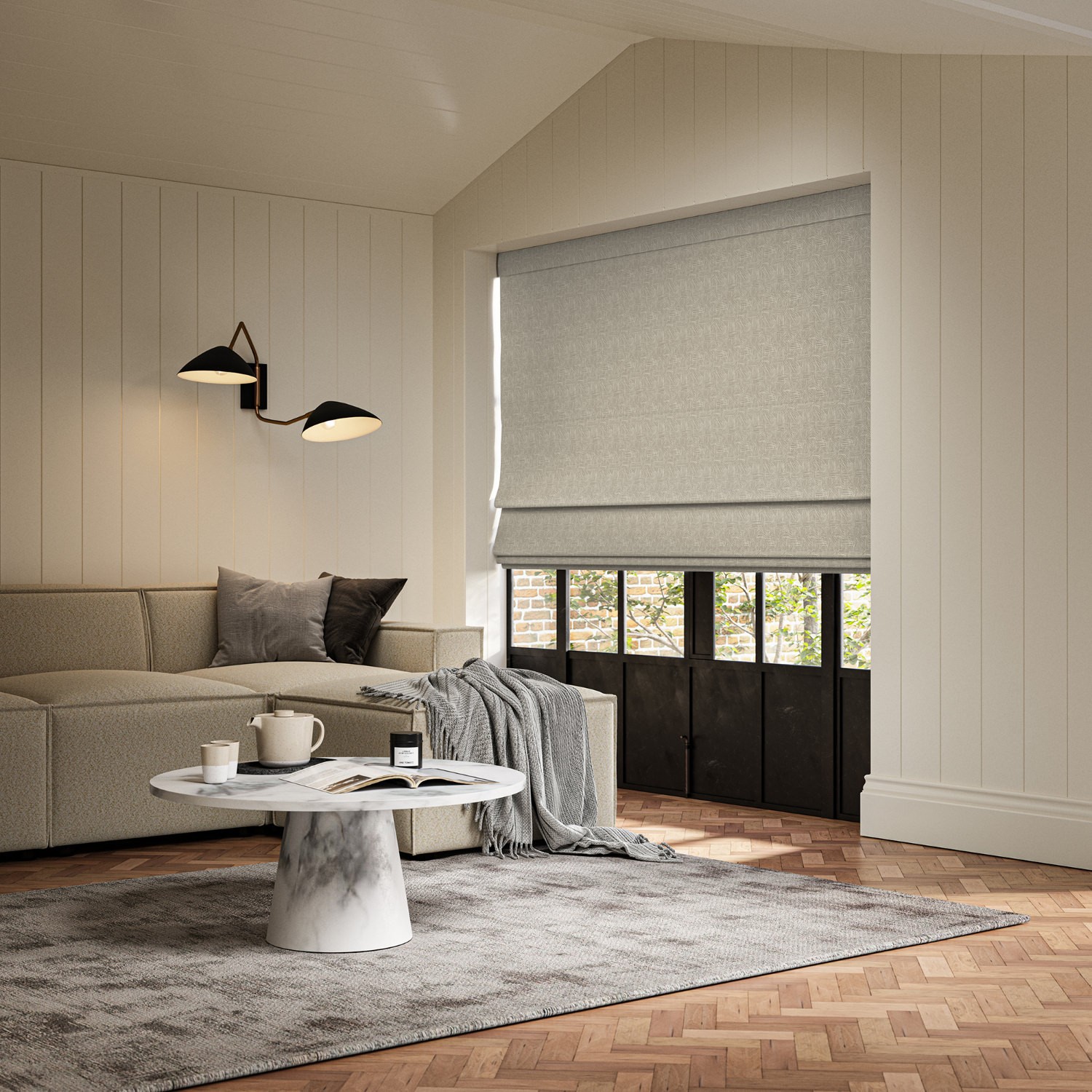 mellis coffee printed roman blind