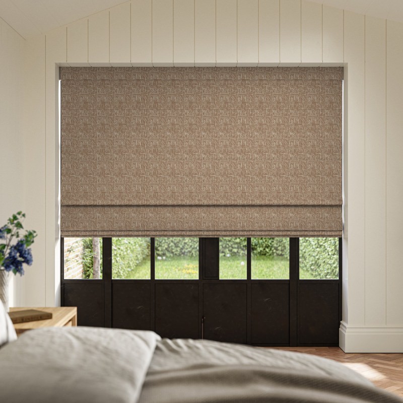 Mellis Ginger Printed Roman Blind with a charming, whimsical pattern in a warm, spicy ginger hue