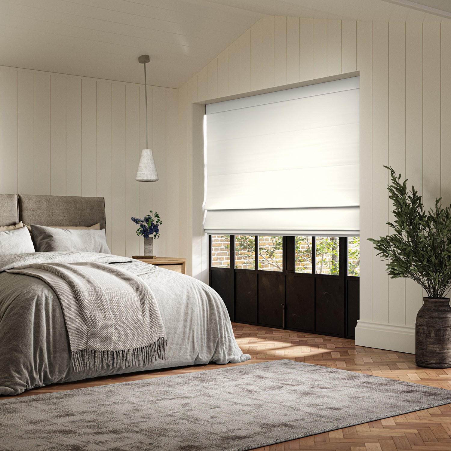 meryl ivory pocketed roman blind