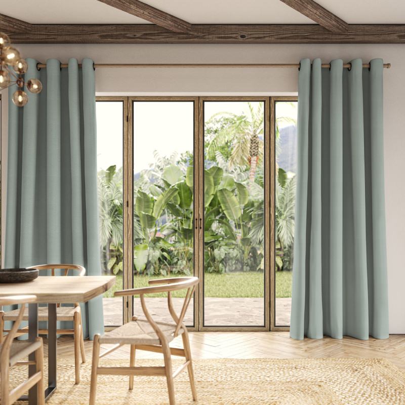 Meryl Sage Pocketed Curtain in a gentle sage green, showcasing its soft, informal drape.